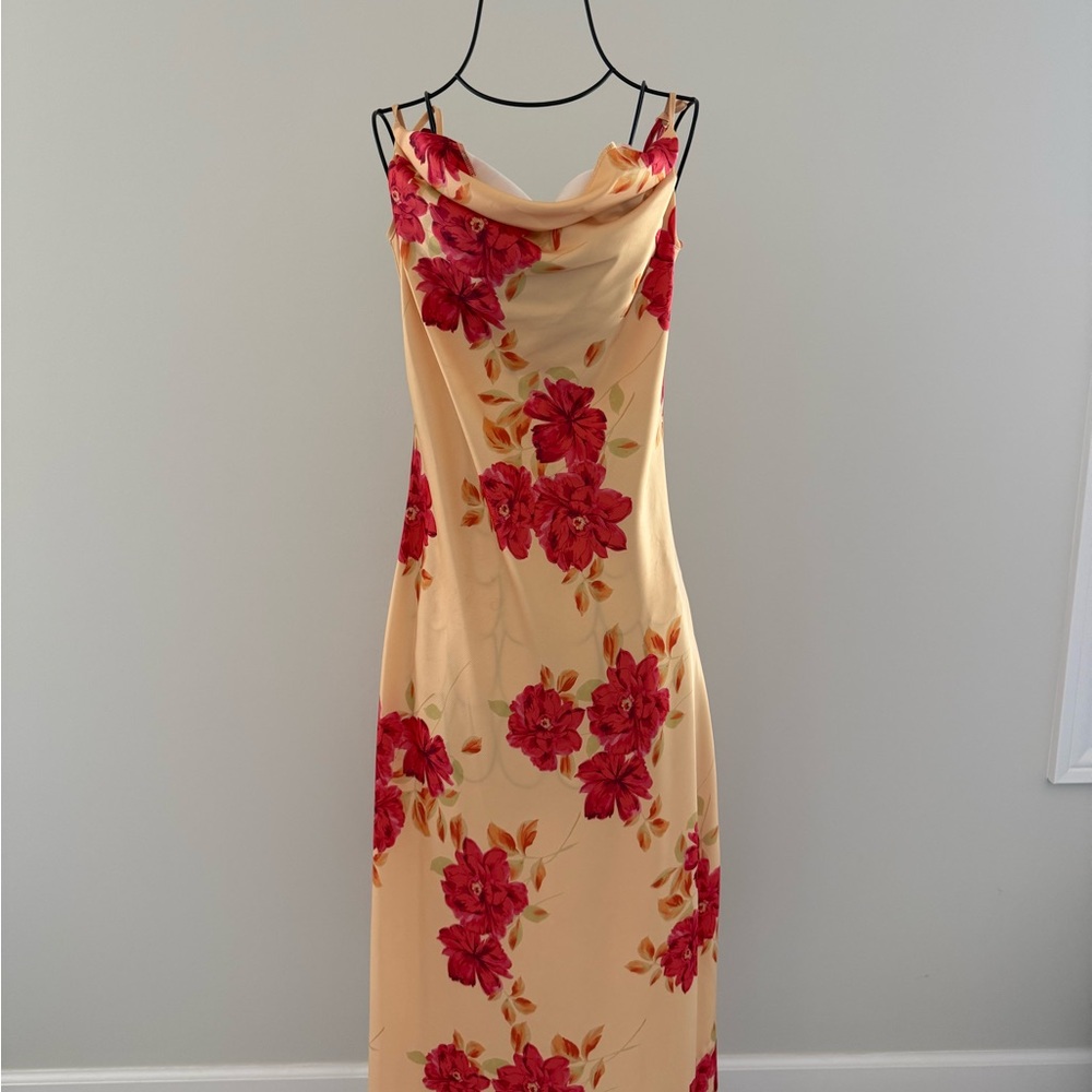 Floral Red and Cream Women's Dress